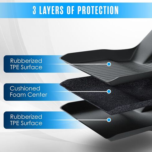 Houseables Tesla Model 3 Floor Mats, All Weather Liners, 6 Piece Set, TPE Mat for Front, Rear, Frunk, Trunk, Cargo Well, Fits 2023, 2022, 2021, Late 2020, All-Weather Covers, Interior Accessories in Saudi Arabia