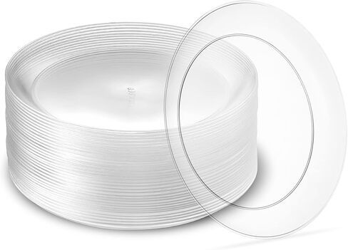 PLASTICPRO [6 بوصات 40 عبوة] أطباق حلوى بلاستيكية صلبة فاخرة مقاس 6 بوصات عالية الوزن وشفافة وشفافة وأنيقة يمكن التخلص منها in Kuwait