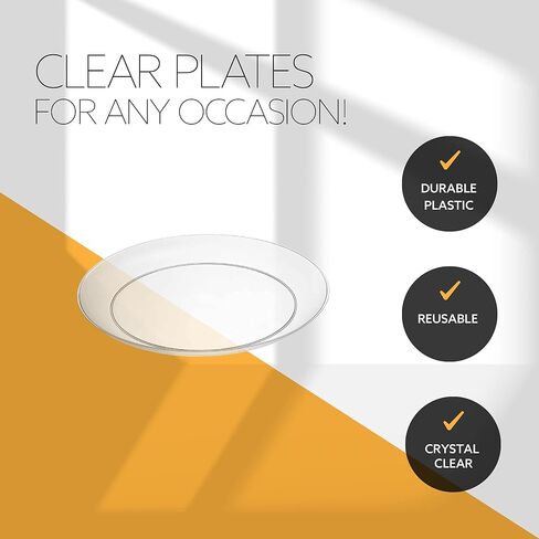 PLASTICPRO [6 بوصات 40 عبوة] أطباق حلوى بلاستيكية صلبة فاخرة مقاس 6 بوصات عالية الوزن وشفافة وشفافة وأنيقة يمكن التخلص منها in Kuwait