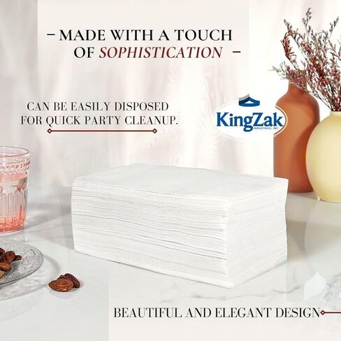 400 White Dinner Napkins 2-Ply - Eight Fold - 16.5"X15" - Dinner Napkins Disposable, Guest Bathroom Essentials, Wedding Napkins, Bridal Shower Napkins, Party Napkins, Napkins Bulk in Saudi Arabia