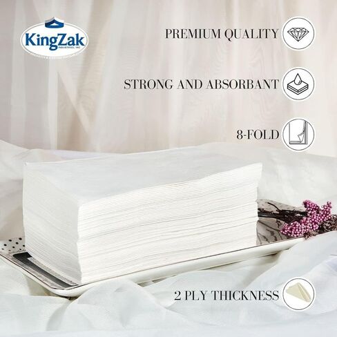 400 White Dinner Napkins 2-Ply - Eight Fold - 16.5"X15" - Dinner Napkins Disposable, Guest Bathroom Essentials, Wedding Napkins, Bridal Shower Napkins, Party Napkins, Napkins Bulk in Saudi Arabia
