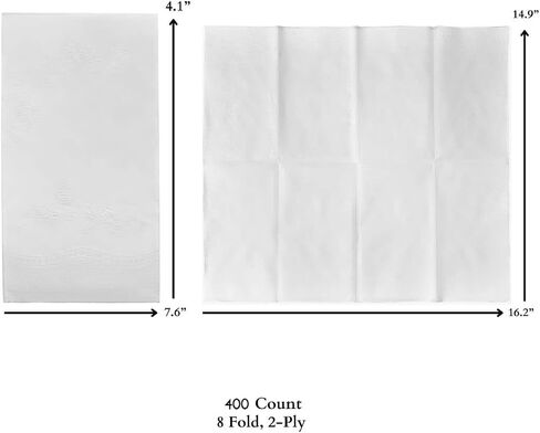 400 White Dinner Napkins 2-Ply - Eight Fold - 16.5"X15" - Dinner Napkins Disposable, Guest Bathroom Essentials, Wedding Napkins, Bridal Shower Napkins, Party Napkins, Napkins Bulk in Saudi Arabia