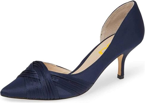 FSJ Women Low Kitten Heels Pointed Toe Slip on Pumps D'Orsay Pleated Satin Evening Party Dress Office Shoes Size 4-15 US in Saudi Arabia