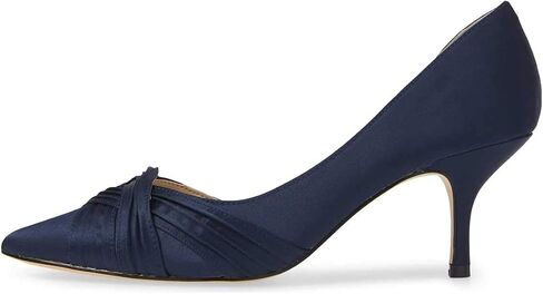 FSJ Women Low Kitten Heels Pointed Toe Slip on Pumps D'Orsay Pleated Satin Evening Party Dress Office Shoes Size 4-15 US in Saudi Arabia