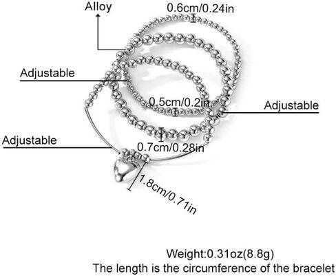 Gold Silver Plated Beaded Bracelets Classic Layered Stackable Stretch Bracelet Set Adjustable Boho Ball Beads Bracelet for Women Girls Jewelry Gift in Saudi Arabia