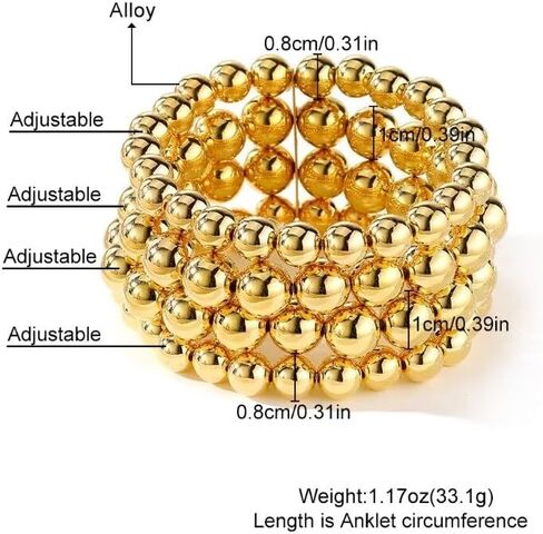 Gold Silver Plated Beaded Bracelets Classic Layered Stackable Stretch Bracelet Set Adjustable Boho Ball Beads Bracelet for Women Girls Jewelry Gift in Saudi Arabia