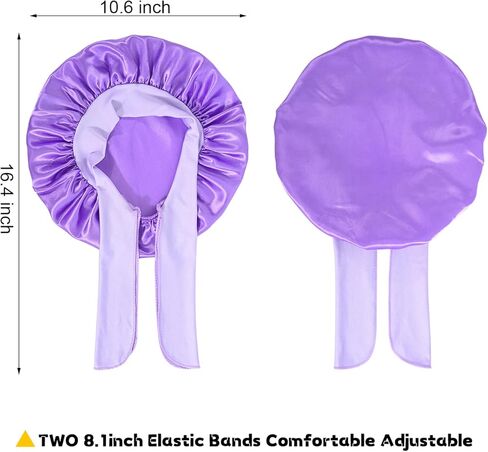 قبعة نوم من دانمي كيدز من الساتان للفتيات الصغيرات، شعر مجعد قابل للتعديل، قبعة من الساتان الحريري للأطفال in Kuwait