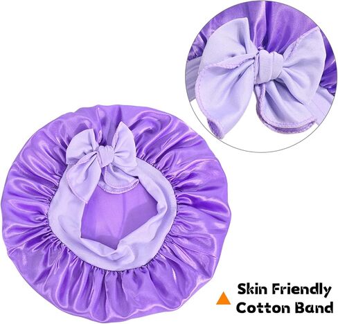 قبعة نوم من دانمي كيدز من الساتان للفتيات الصغيرات، شعر مجعد قابل للتعديل، قبعة من الساتان الحريري للأطفال in Kuwait