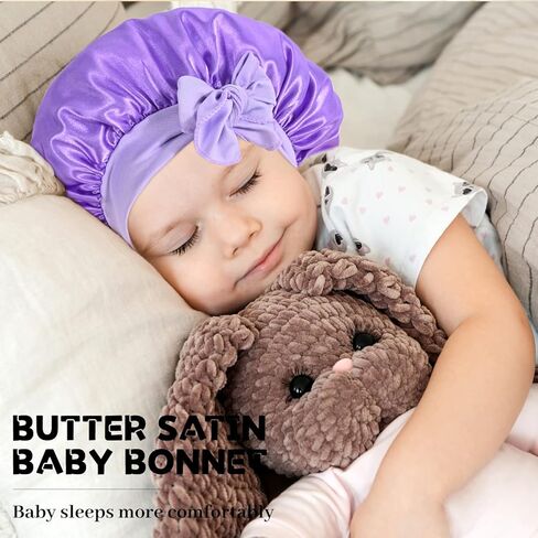 قبعة نوم من دانمي كيدز من الساتان للفتيات الصغيرات، شعر مجعد قابل للتعديل، قبعة من الساتان الحريري للأطفال in Kuwait