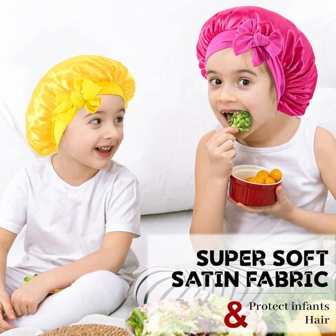 قبعة نوم من دانمي كيدز من الساتان للفتيات الصغيرات، شعر مجعد قابل للتعديل، قبعة من الساتان الحريري للأطفال in Kuwait