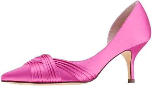 FSJ Women Low Kitten Heels Pointed Toe Slip on Pumps D'Orsay Pleated Satin Evening Party Dress Office Shoes Size 4-15 US in Saudi Arabia