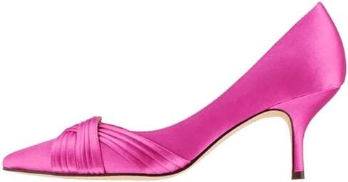FSJ Women Low Kitten Heels Pointed Toe Slip on Pumps D'Orsay Pleated Satin Evening Party Dress Office Shoes Size 4-15 US in Saudi Arabia