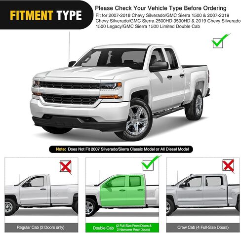 Nilight Running Boards for 2007-2018 Chevy Silverado/GMC Sierra 1500 Double Extended Cab 2007-2019 Chevy Silverado/GMC Sierra 2500HD 3500HD 6 Inch Aluminum Side Step Nerf Bars, 2 Years Warranty in Saudi Arabia
