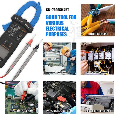 Digital Clamp Meter with APP Bluetooth, 4nF~40mF Capacitance Meter, 400uA/4000uA DC Current, True RMS AC Clamp Meter, 400Ω~40MΩ Resistance Meter, NCV Function and Continuity Buzzer-GC-7200CAPP in Saudi Arabia