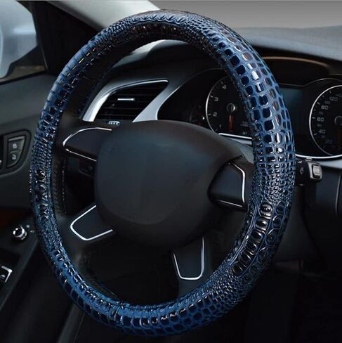 CiCi D-CC Crocodile Pattern Microfiber Leather Steering Wheel Cover Four Seasons Universal 15 Inch Car Handle Cover (Black) in Saudi Arabia