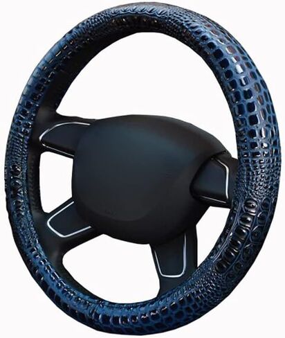 CiCi D-CC Crocodile Pattern Microfiber Leather Steering Wheel Cover Four Seasons Universal 15 Inch Car Handle Cover (Black) in Saudi Arabia