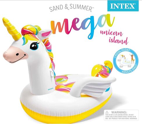Intex: Mega Unicorn Inflatable Pool Island Float - (57291EP) Inflated 99in L x 64in W x 57in H, Colorful Unicorn Water Pool Float, 440 lbs. Max Weight Capacity in Saudi Arabia