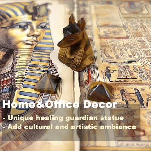 Anubis Statue with Pyramids Tigers Eye Crystal, Egyptian Guardian Mythological in Saudi Arabia