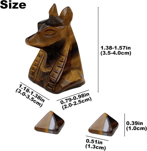 Anubis Statue with Pyramids Tigers Eye Crystal, Egyptian Guardian Mythological in Saudi Arabia