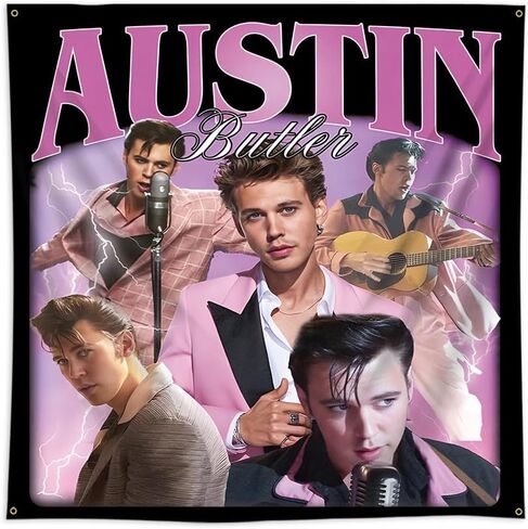 لافتة مور أوستن المزخرفة بتلر لألبوم الموسيقى للتعليق على الحائط (3x3أقدام، لون زاهٍ، بوليستر) لكهف الرجل، المسكن، احتياجات الهدايا in Kuwait