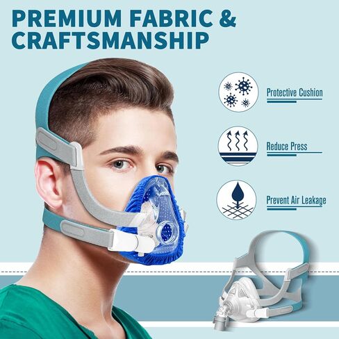 NATAKU 4 عبوات مناسبة لـ ResMed AirSense 10 andS9/S10. بطانات القناع، 2 غطاء حزام لحزام غطاء الرأس Resmed، أغطية وسائد الوجه (رمادي داكن وأزرق) in Kuwait