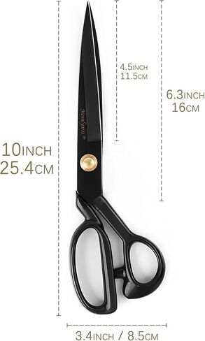Sewing Scissors - 9/10 Inch Dressmaking Fabric Scissors Tailor's Dressmaker Shears for Cutting Fabric (Black) (10 inch) in Saudi Arabia