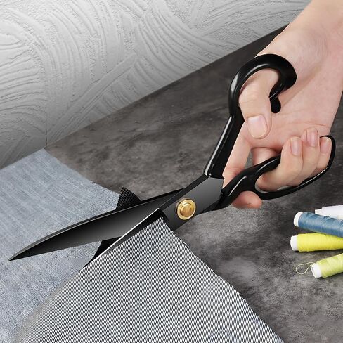 Sewing Scissors - 9/10 Inch Dressmaking Fabric Scissors Tailor's Dressmaker Shears for Cutting Fabric (Black) (10 inch) in Saudi Arabia