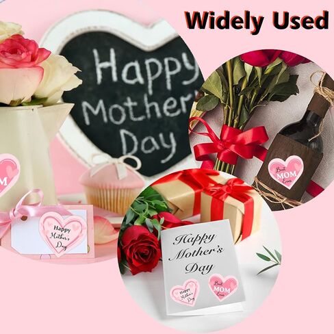Happy Mother's Day Stickers 2 inch Pink Heart Shaped Best Mom Ever Gift Tags Mothers Day Presents Labels for Envelope Seals,Card,Boxes,Flower,Party Favor Decoration 500pcs in Saudi Arabia