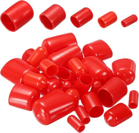 DMiotech 25 Pack 1/4" 3/8" 1/2" 5/8" 3/4" ID Red Screw Thread Protectors Rubber End Caps Bolt Covers for Screw Bolt Furniture Pipe in Saudi Arabia