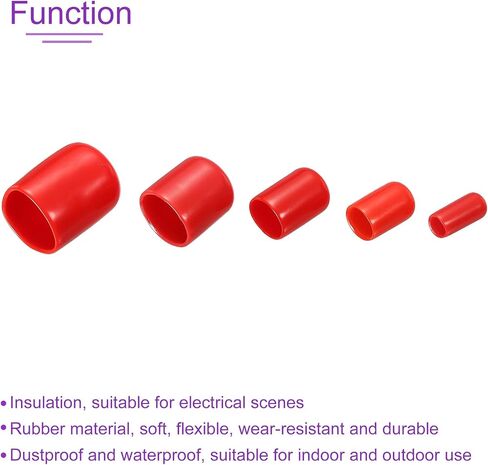 DMiotech 25 Pack 1/4" 3/8" 1/2" 5/8" 3/4" ID Red Screw Thread Protectors Rubber End Caps Bolt Covers for Screw Bolt Furniture Pipe in Saudi Arabia