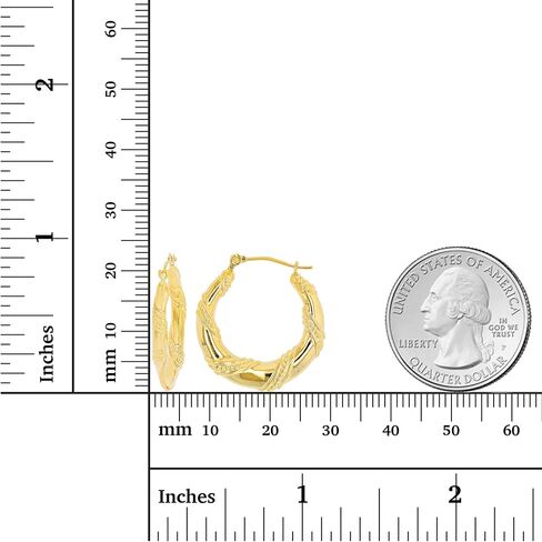 14K Yellow Gold Twisted Hoop Earrings with Hinged Clasp | Various Sizes: 2x16mm- 3x22mm | Earrings For Sensitive Ears | Yellow Gold Hoops | Solid Gold Earrings For Women and Girls in Saudi Arabia