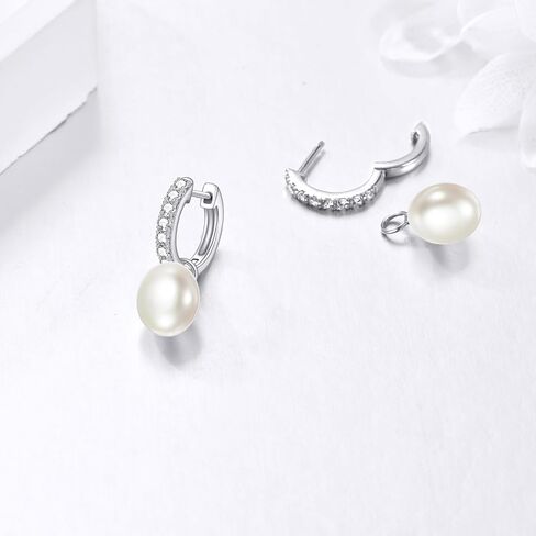 Yellow Gold Pearl Drop Earrings Fine Gold Classical Freshwater Pearl Hoop Earrings Christmas Gifts for Women Girls in Saudi Arabia