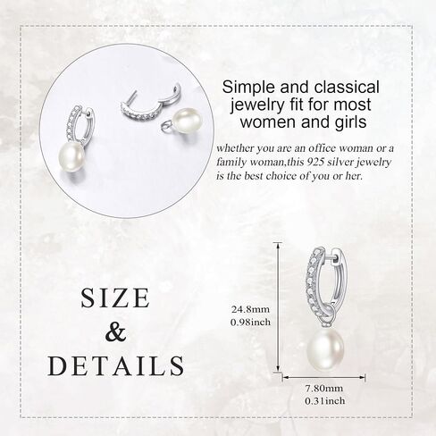 Yellow Gold Pearl Drop Earrings Fine Gold Classical Freshwater Pearl Hoop Earrings Christmas Gifts for Women Girls in Saudi Arabia