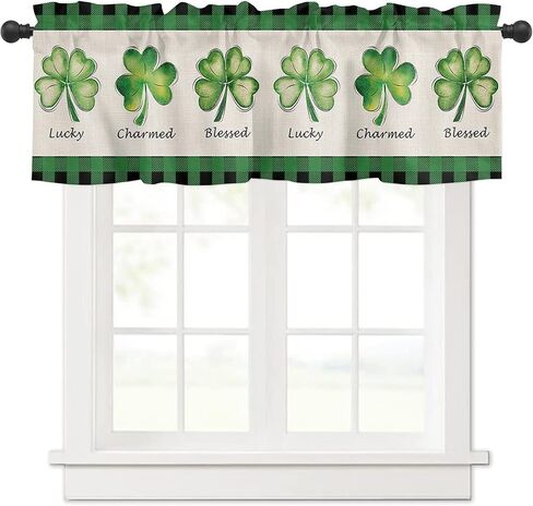 Lemon Valance Curtain for Kitchen Windows Welcome Summer Fresh Lemon Leaf Daisy Black Buffalo Check Plaid Elegant Bathroom Window Curtain Valance Rod Pocket for Bedroom Living Room, 1 Panel in Saudi Arabia