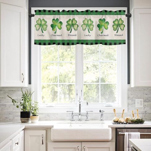 Lemon Valance Curtain for Kitchen Windows Welcome Summer Fresh Lemon Leaf Daisy Black Buffalo Check Plaid Elegant Bathroom Window Curtain Valance Rod Pocket for Bedroom Living Room, 1 Panel in Saudi Arabia