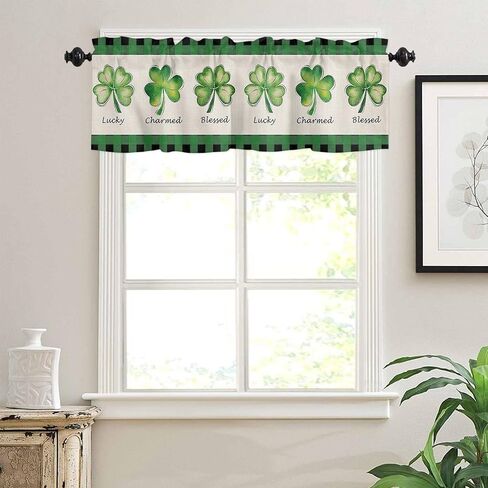 Lemon Valance Curtain for Kitchen Windows Welcome Summer Fresh Lemon Leaf Daisy Black Buffalo Check Plaid Elegant Bathroom Window Curtain Valance Rod Pocket for Bedroom Living Room, 1 Panel in Saudi Arabia