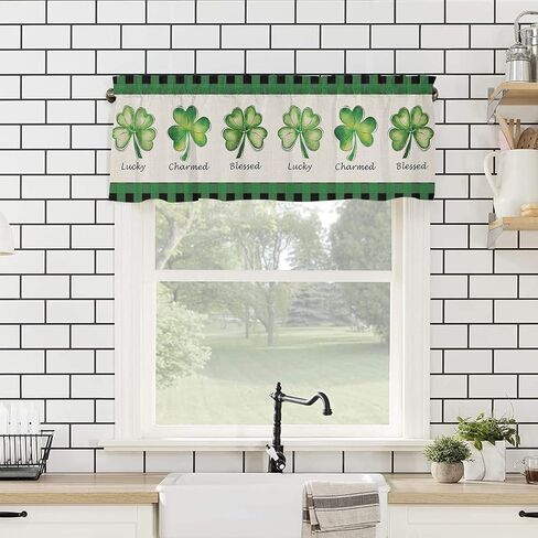 Lemon Valance Curtain for Kitchen Windows Welcome Summer Fresh Lemon Leaf Daisy Black Buffalo Check Plaid Elegant Bathroom Window Curtain Valance Rod Pocket for Bedroom Living Room, 1 Panel in Saudi Arabia