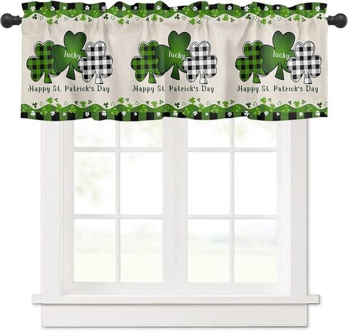 Lemon Valance Curtain for Kitchen Windows Welcome Summer Fresh Lemon Leaf Daisy Black Buffalo Check Plaid Elegant Bathroom Window Curtain Valance Rod Pocket for Bedroom Living Room, 1 Panel in Saudi Arabia