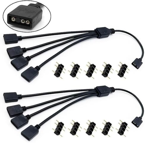 ARGB Splitter Cable，1 to 3, 3-Pin Extension Cable, Allowing F The Connection of Its Addressable ARGB LED Or ARGB Fan Through A Single Motherboard+5V 3-Pin ARGB Connector, 30CM/11.8IN 2Pcs in Saudi Arabia