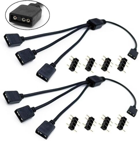 ARGB Splitter Cable，1 to 3, 3-Pin Extension Cable, Allowing F The Connection of Its Addressable ARGB LED Or ARGB Fan Through A Single Motherboard+5V 3-Pin ARGB Connector, 30CM/11.8IN 2Pcs in Saudi Arabia