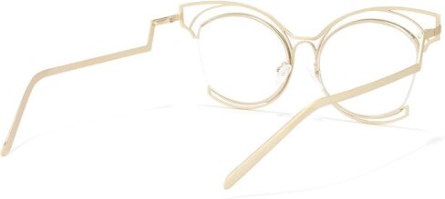 Vooglam Oversize Cat Eye Non Prescription Glasses with HD Clear Lens for Women in Black Metal Frame Maggie GM0340 in Kuwait