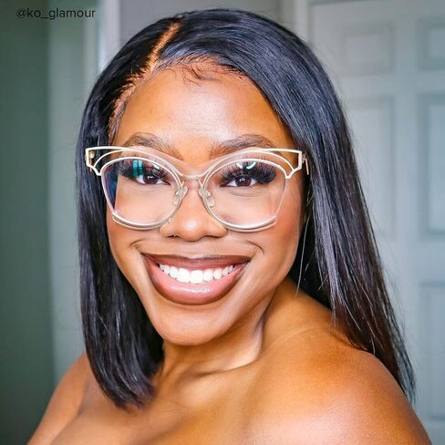 Vooglam Oversize Cat Eye Non Prescription Glasses with HD Clear Lens for Women in Black Metal Frame Maggie GM0340 in Kuwait