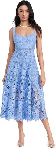 Self Portrait Women's Blue Lace Midi Dress in Kuwait