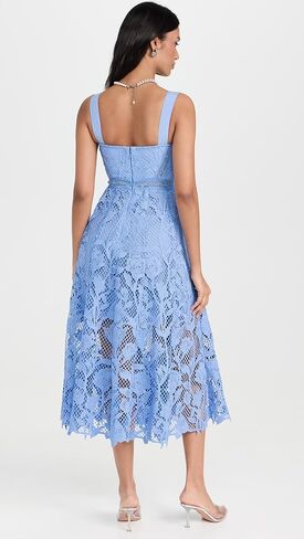 Self Portrait Women's Blue Lace Midi Dress in Kuwait