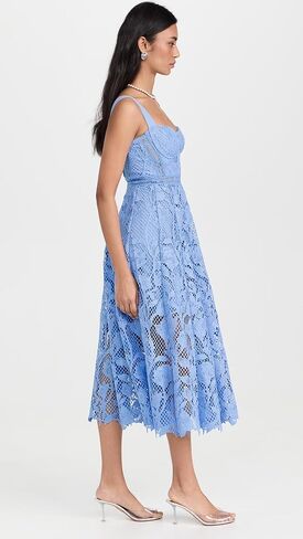 Self Portrait Women's Blue Lace Midi Dress in Kuwait