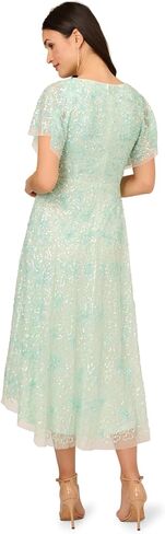 Adrianna Papell Women's Beaded Mesh Wrap Dress in Saudi Arabia