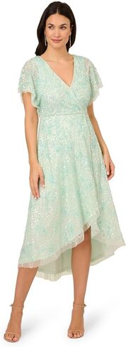 Adrianna Papell Women's Beaded Mesh Wrap Dress in Saudi Arabia