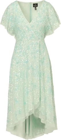 Adrianna Papell Women's Beaded Mesh Wrap Dress in Saudi Arabia