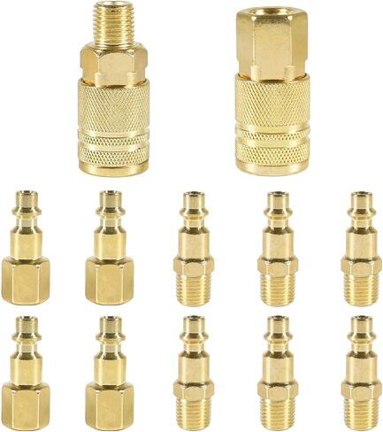 DIANN 12pcs Air Coupler and Plug Kit 1/4 Inch NPT Brass Air Hose Fittings Brass Quick Connector Air Fittings in Saudi Arabia
