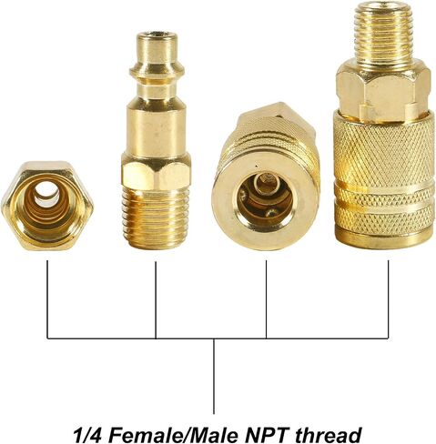 DIANN 12pcs Air Coupler and Plug Kit 1/4 Inch NPT Brass Air Hose Fittings Brass Quick Connector Air Fittings in Saudi Arabia